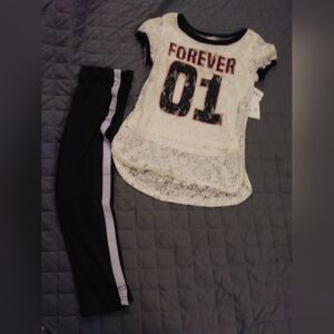 One Step Ahead White Lace Top With Leggings